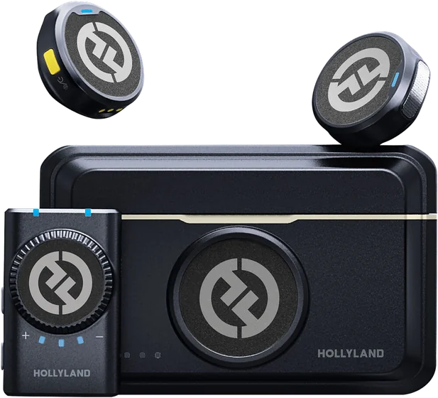 Micrófonos inalámbricos Hollyland Lark M2 con receptor y estuche de carga