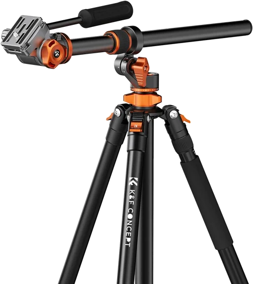 Trípode K&F Concept T254A7 con cabezal fluido FH-03